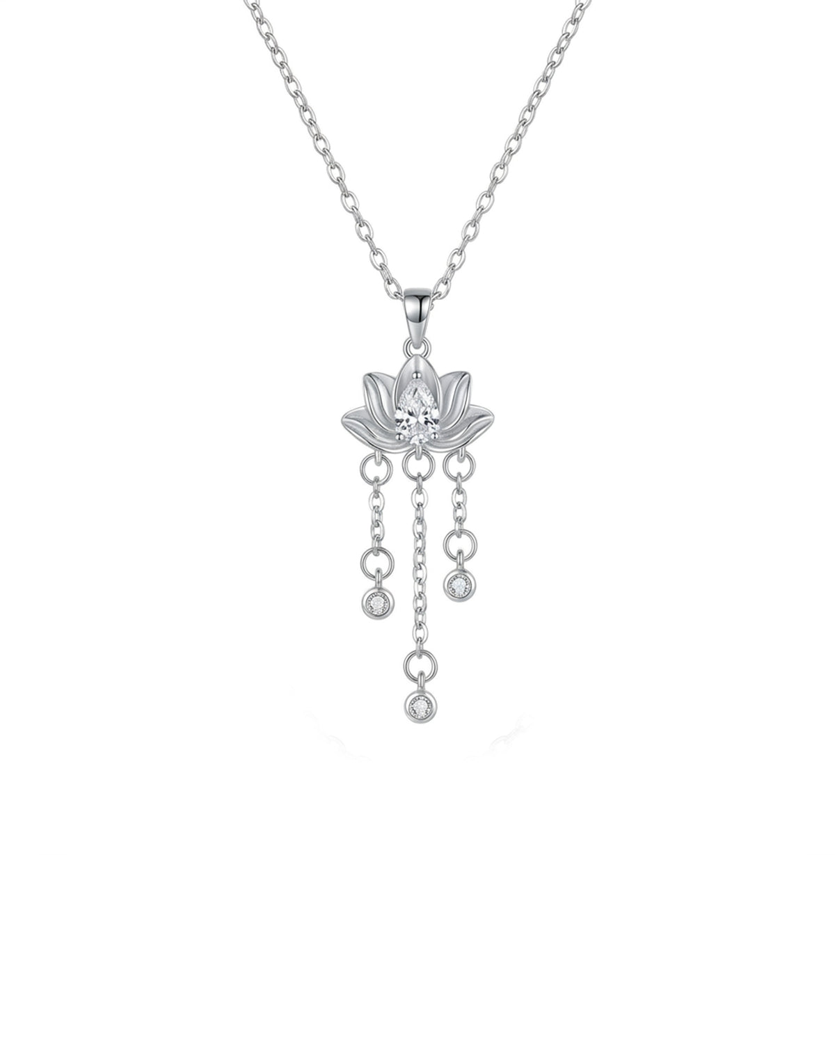 Lotus Çiçeği Gümüş Kolye