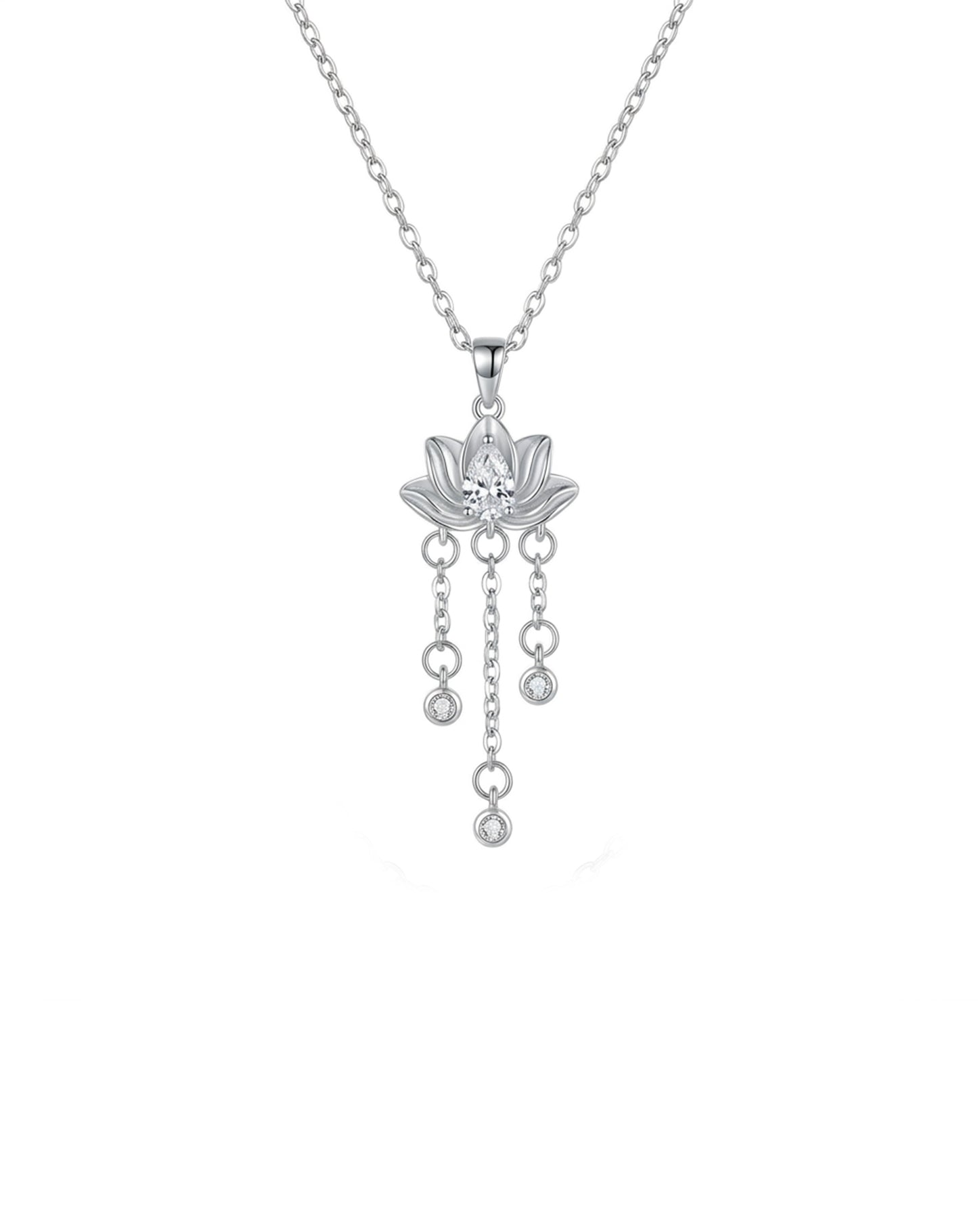 Lotus Çiçeği Gümüş Kolye
