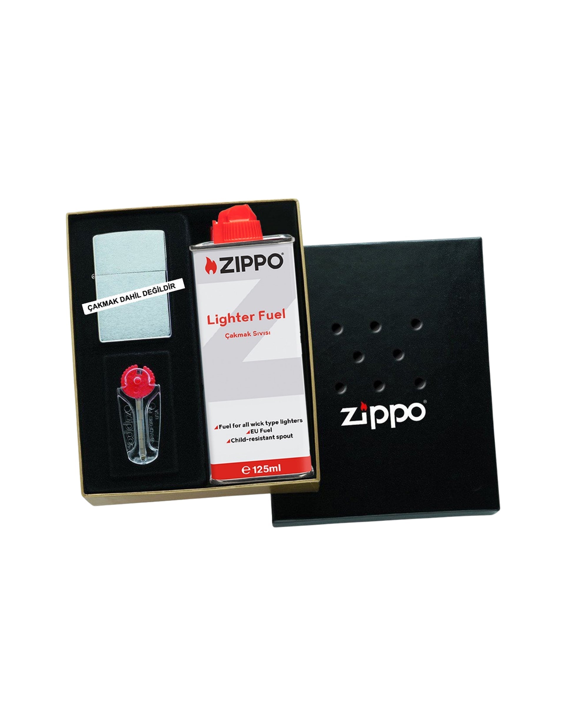 Zippo Çakmak Hediye Kutusu (Benzin & Taşlı)