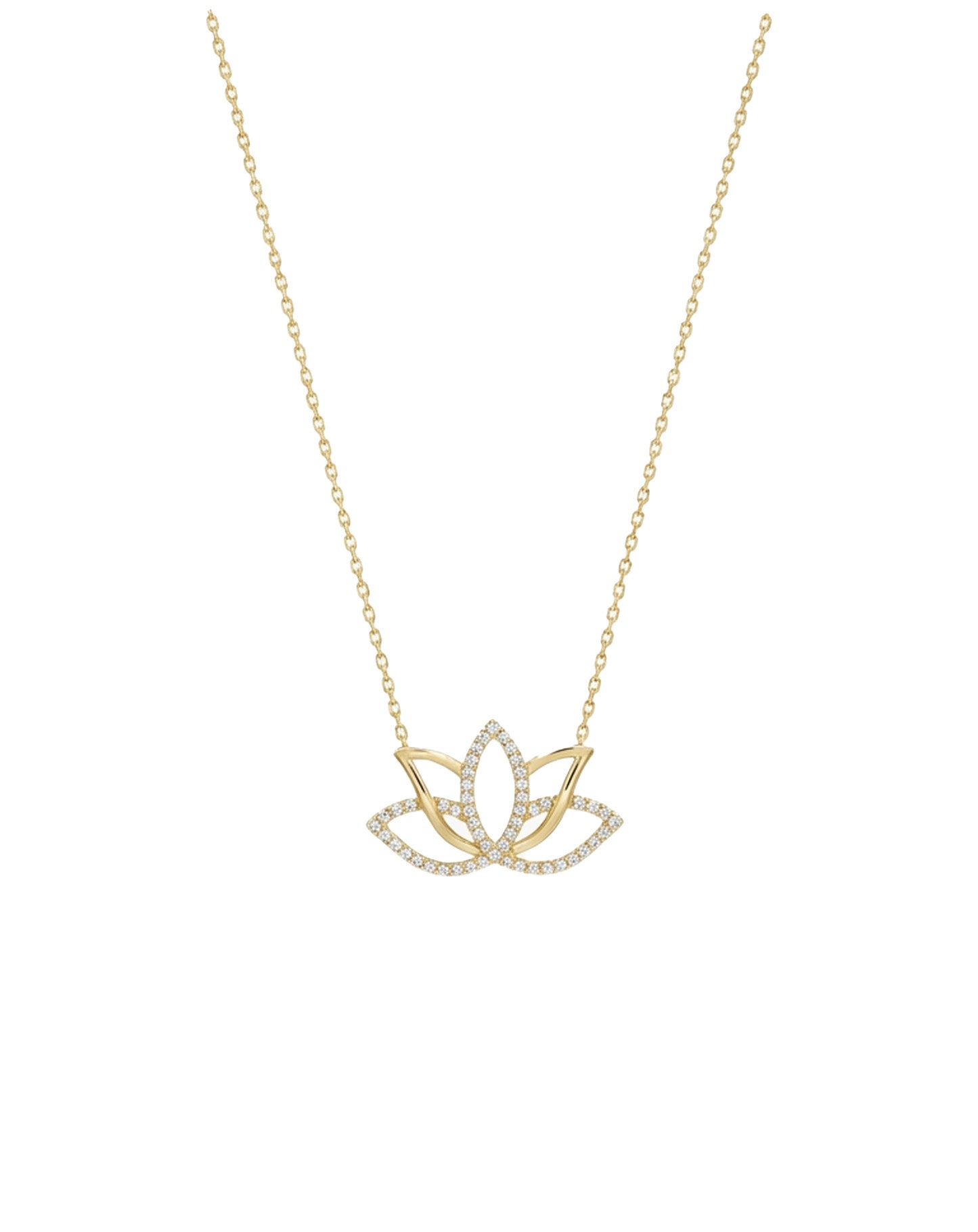 Lotus Çiçeği Altın Kolye